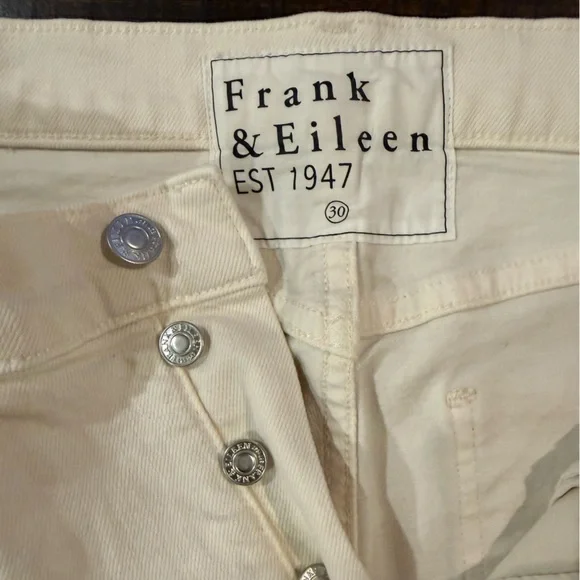 Frank & Eileen Monaghan Ivory High Rise Straight Crop Raw Hem Jeans 30 - Picture 4 of 15